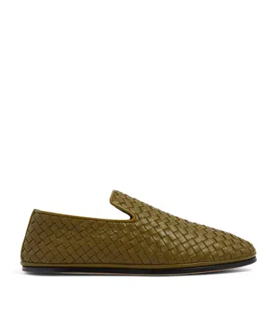 Bottega Veneta Lambskin Slippers In Green