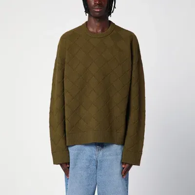 Bottega Veneta Olive Green Pullover With Intreccio Pattern