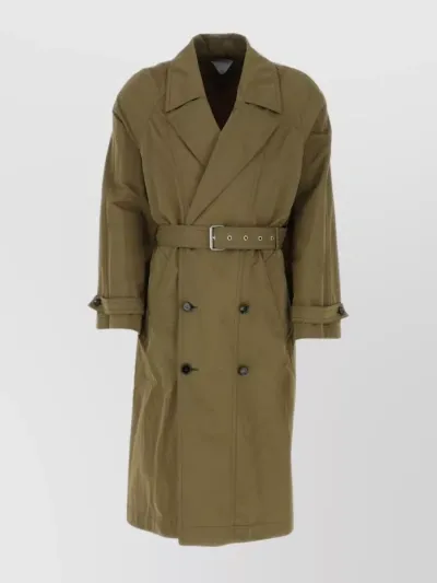 Bottega Veneta Buttoned Trench Coat In Green