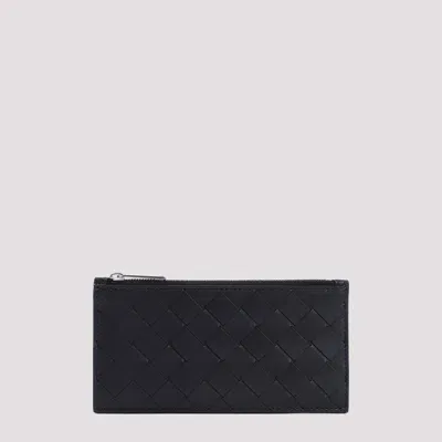 Bottega Veneta Zipped Intreccio 1.5 Cardcase In Black Silver