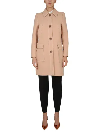 Boutique Moschino Virgin Wool Coat In Beige