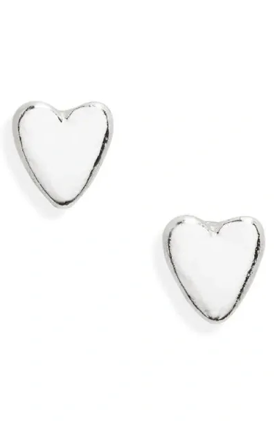 Bp. Sterling Silver Dipped Heart Stud Earrings In Metallic