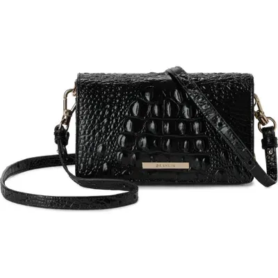 Brahmin Minuette Croc Embossed Leather Crossbody Bag In Black