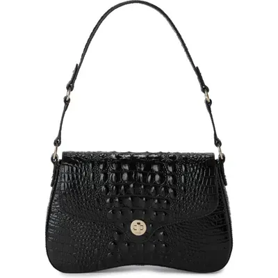 Brahmin Nerida Croc Embossed Leather Shoulder Bag In Black