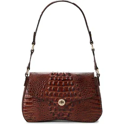 Brahmin Nerida Croc Embossed Leather Shoulder Bag In Pecan