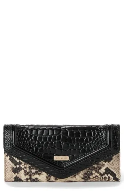 Brahmin Veronica Embossed Leather Wallet In Black/ivory Multi