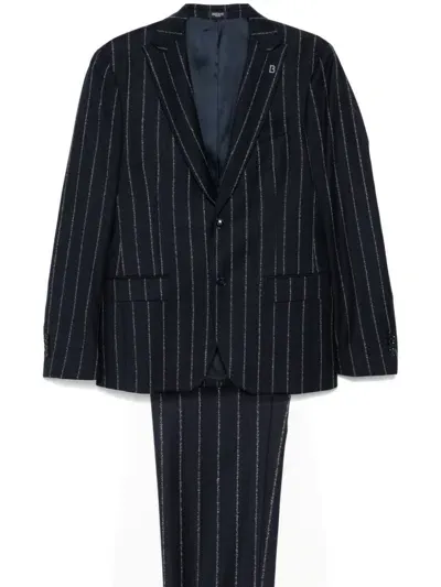 Breras Milano Pinstriped Suit In Blue