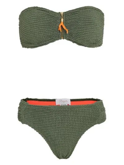 Brigitte Seersucker Bikini In Green