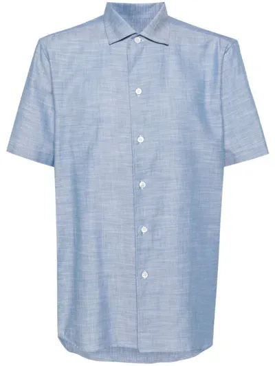 Brioni Men's Chambray Sport Shirt In Bluette