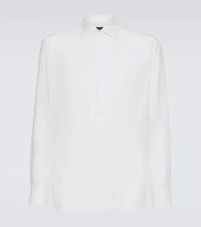 Brioni Cotton And Cashmere Shirt In White