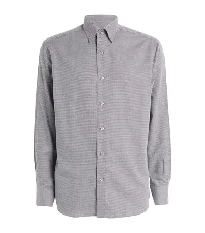 Brioni Cotton-cashmere Houndstooth Shirt In Gray