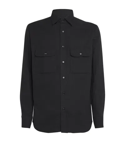 Brioni Cotton-cashmere Overshirt In Blue