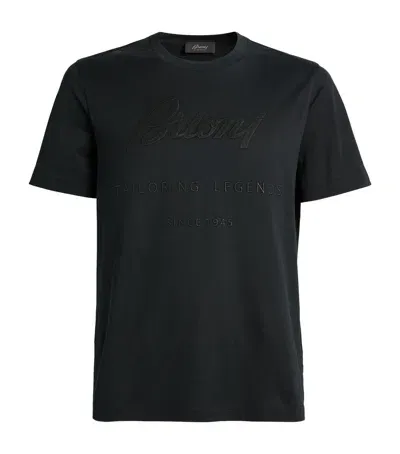 Brioni Cotton Logo T-shirt In Black