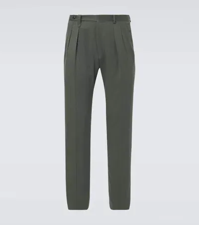 Brioni Elba Silk And Cashmere Gabardine Straight Pants In Blue