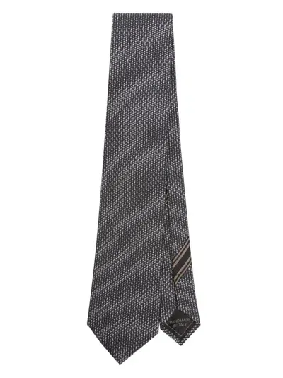 Brioni Geometric-jacquard Tie In Blue