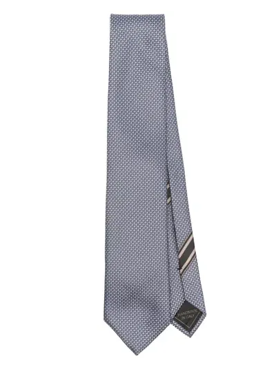 Brioni Geometric-jacquard Tie In Blue