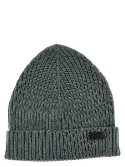 Brioni English Ribbed Beanie Hats Green