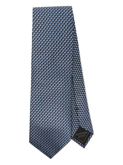 Brioni Jacquard Silk Tie In Blue