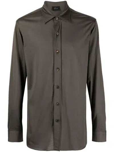 Brioni Long-sleeve Button-up Shirt In Green