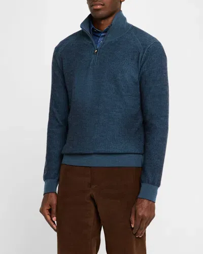 Brioni Men's Cashmere Quarter-zip Sweater In Midnight B