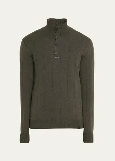 Brioni Mock-neck Cashmere Jumper In Dark Green