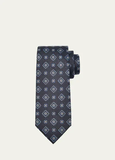 Brioni Men's Silk Medallion-print Tie In Purple