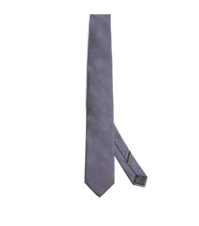 Brioni Silk Patterned Tie In Blue