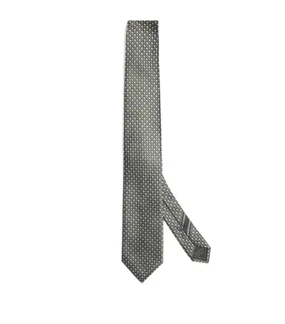 Brioni Silk Patterned Tie In Green