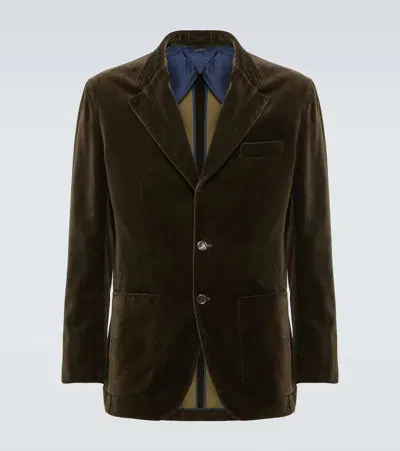 Brioni Single-breasted Velvet Blazer In Green