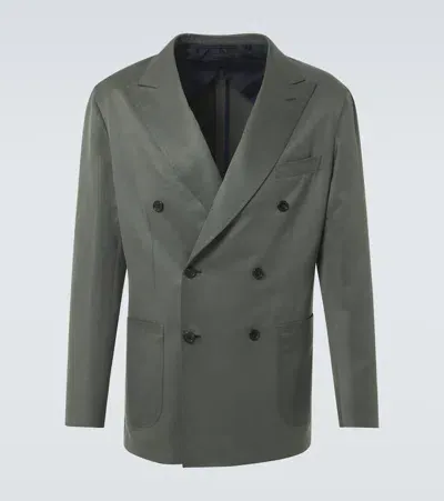 Brioni Soffio Silk And Cashmere Gabardine Blazer In Green