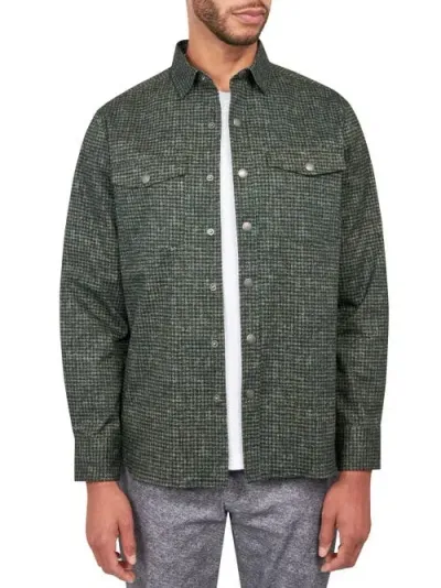 Brooklyn Brigade Dot Geo Cotton Stretch Shirt Jacket In Green