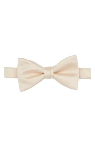 Brooklyn Brigade Solid Satin Pre-tied Bow Tie In Neutral