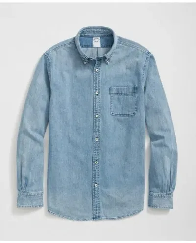 Brooks Brothers Archival Denim Shirt In Cotton Twill In Blue