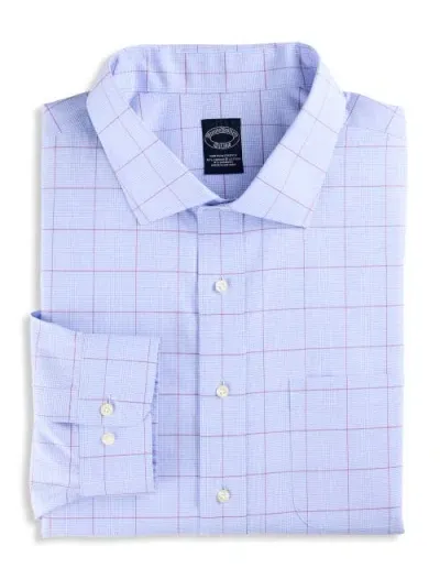 Brooks Brothers Non-iron Glen Plaid Dress Shirt In Blue