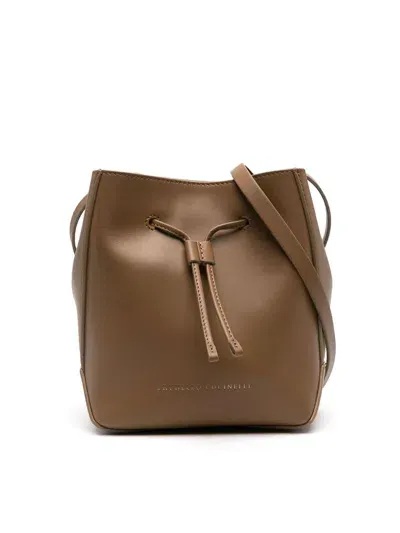 Brunello Cucinelli Leather Shoulder Bag In Brown