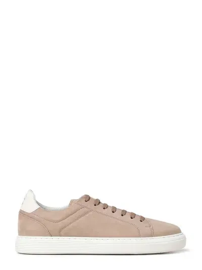 Brunello Cucinelli Suede Sneakers With Back Logo Print