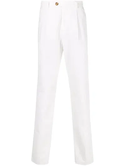 Brunello Cucinelli Leisure Fit Cotton Trousers In White