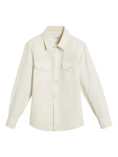 Brunello Cucinelli Kids' Cotton Shirt In Neutrals