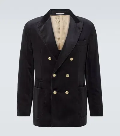 Brunello Cucinelli Double-breasted Cotton Velvet Blazer In C1985 C1985