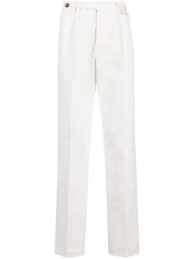 Brunello Cucinelli Double Darts Cotton Trousers In White