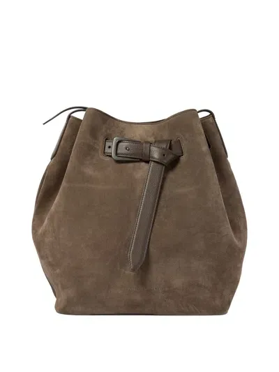 Brunello Cucinelli Leather Bucket Bag In Brown