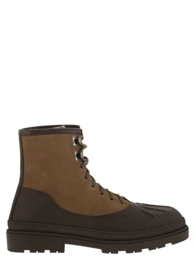 Brunello Cucinelli Duck Boot In Suede And Rubberised Calf Leather In Multi