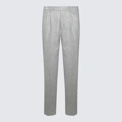 Brunello Cucinelli Grey Wool Pants In Pearl