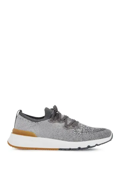 Brunello Cucinelli Knit Chine Sneakers In In Grey