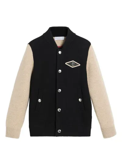 Brunello Cucinelli Kids' Knitted Bomber Jacket In Black