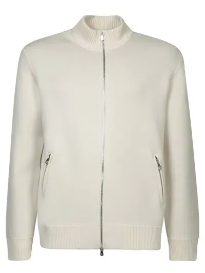 Brunello Cucinelli Knitted Bomber Jacket In White