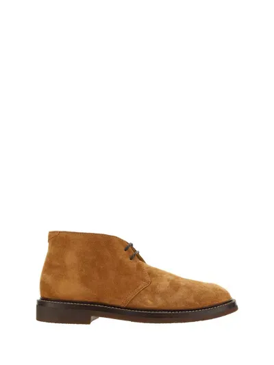 Brunello Cucinelli Suede Ankle Boots In Brown