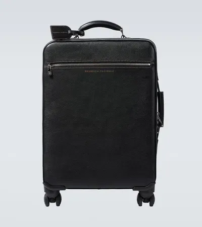 Brunello Cucinelli Leather Suitcase In Black