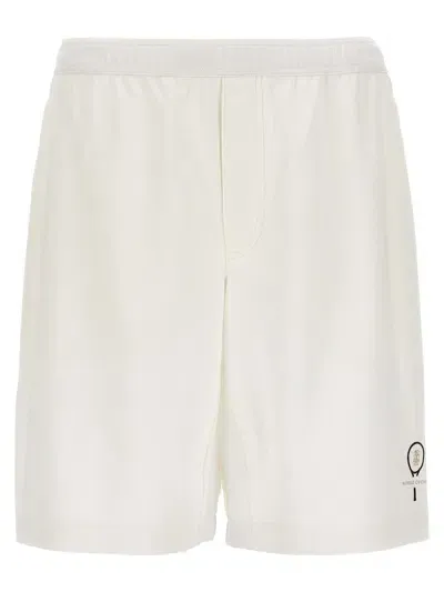 Brunello Cucinelli Embroidered Logo Bermuda Shorts In White