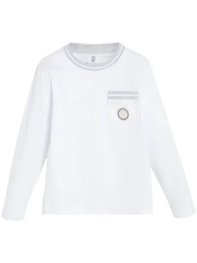 Brunello Cucinelli Kids' Logo-patch T-shirt In White